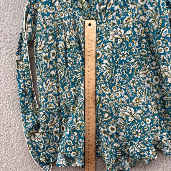 Maeve by Anthropologie Green Floral Short Sleeve Romper Belted Size 4 - Picture 10 of 14